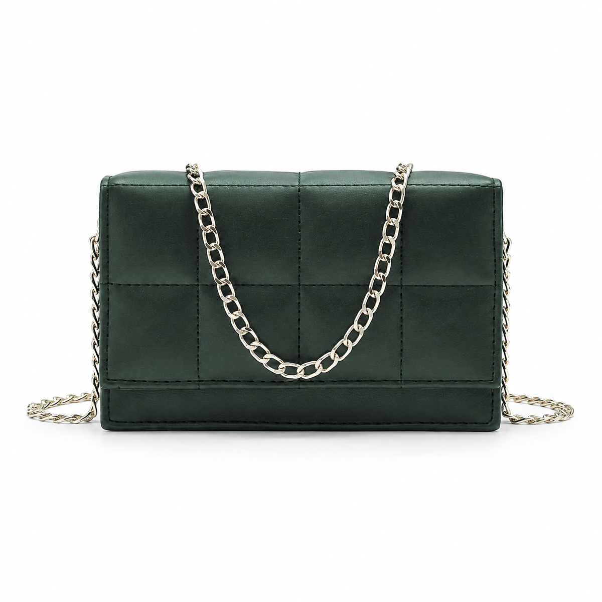 Green Crossbody Bag with Rose Gold Chain