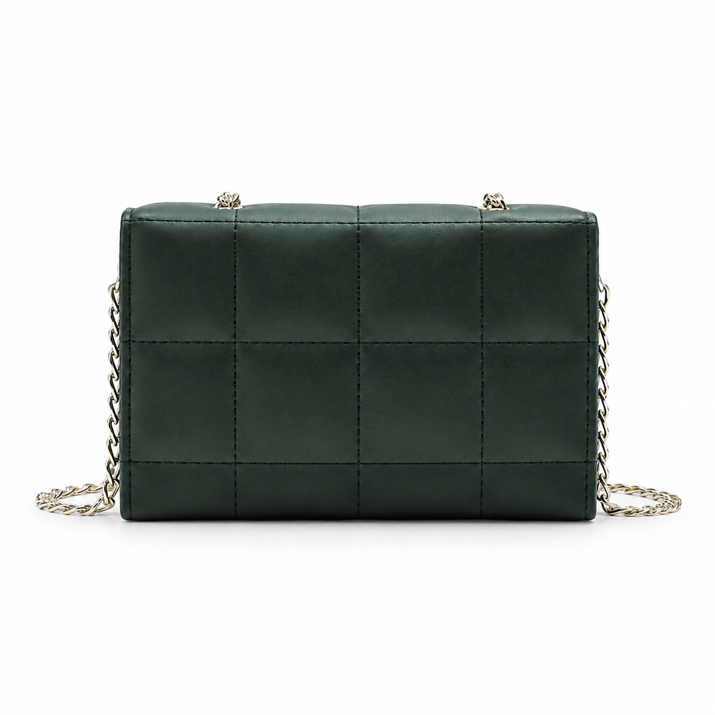 Green Crossbody Bag with Rose Gold Chain