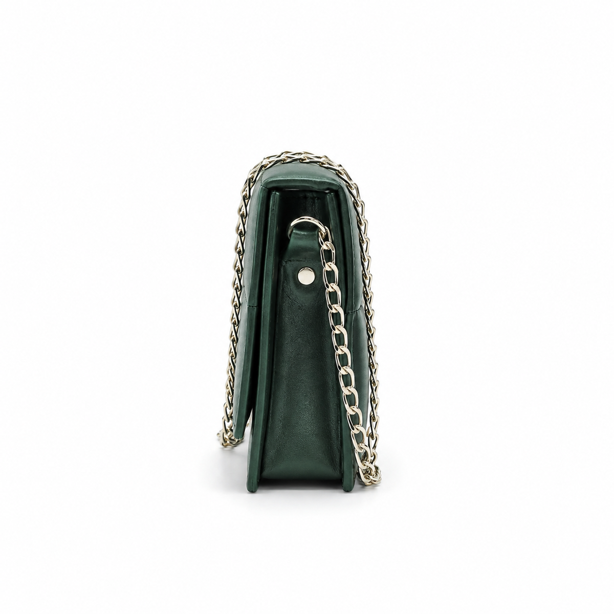 Green Crossbody Bag with Rose Gold Chain