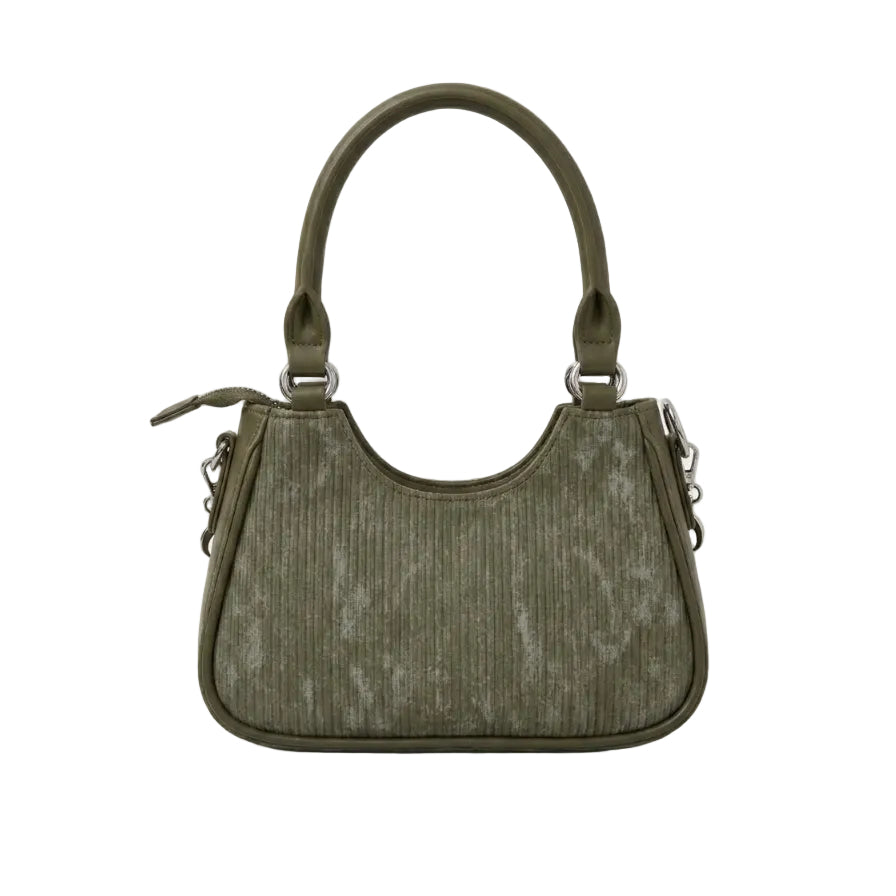 Textured Chain Accent Shoulder Bag
