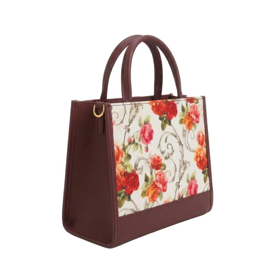 Vintage Floral Print Structured Tote Bag