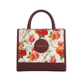 Vintage Floral Print Structured Tote Bag